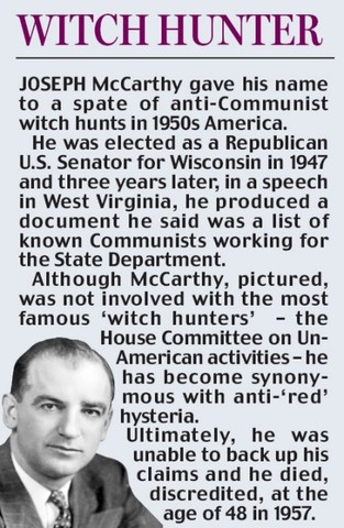 Senator Joseph Mccarthy, Mccarthyism, and the Witch Hunt