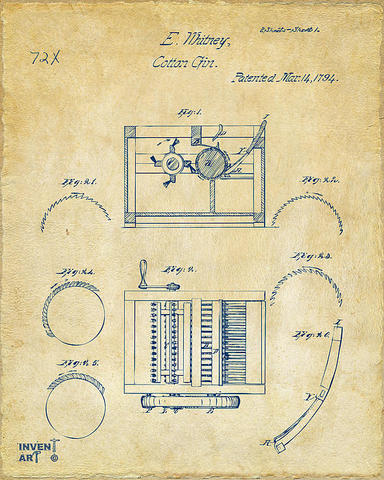 Eli Whitney Patents Cotton Gin