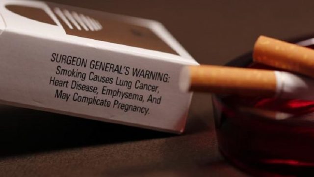 Warnings were put on the cigarette packs