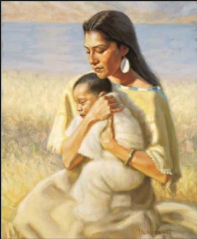 Sacagawea gives birth to Jean Baptiste. (Pomp)