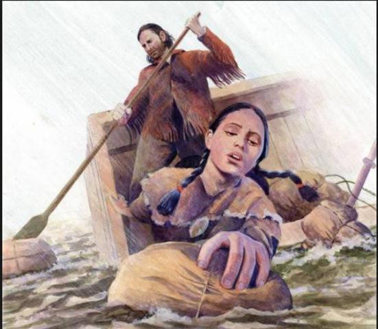 Toussaint Charbonneau signs on as an interpreter. His wife, Sacagawea, who was approximately 15 years old and pregnant, also joins the Corps.