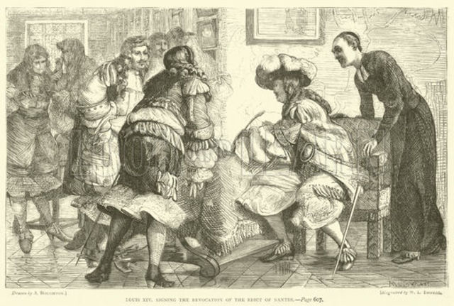 Louis XIV revokes Edict of Nantes