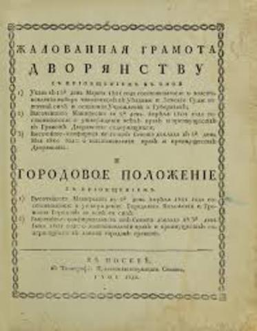 Утверждение «Жалованной грамоты дворянству» и «Городового положения»