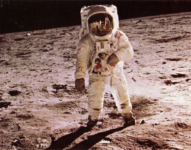 Neil Armstrong lands on the moon