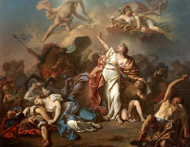 Peinture : Diane et Apollon perçant de leurs flèches les enfants de Niobé