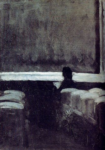 Solitary Figure in a Theater: first existing oil painting