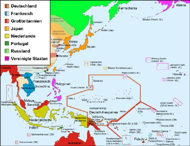 Control of the Pacific Islands by the France, Britain, Japan and the United States