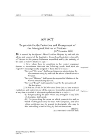 - Aboriginal Protection Act