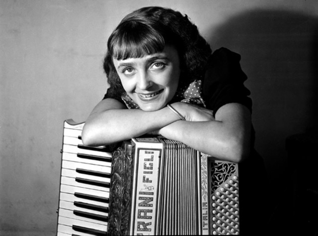 She first sang in public