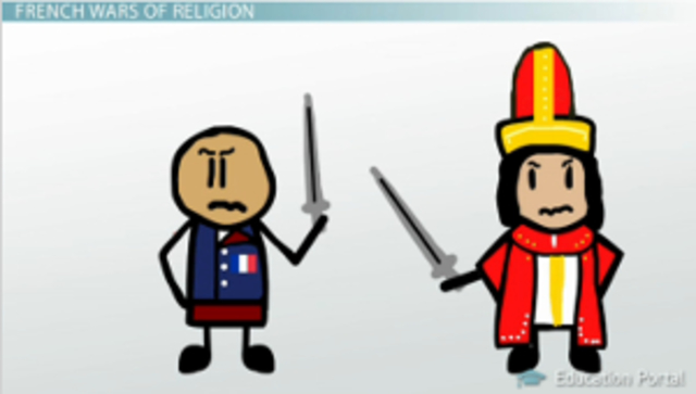 Religious wars between Huguenots and Catholic