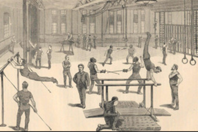 Circa 1900: Modern gymnastics is first evolved
