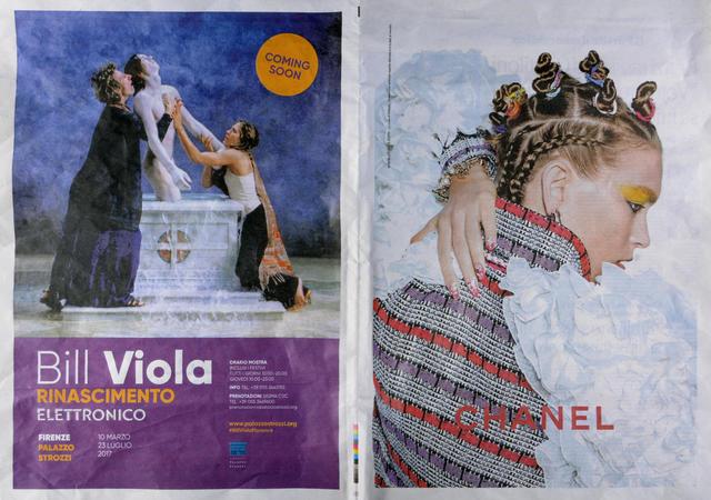 Pubblicità della msotra di Bill Viola e di Chanel, Corriere della Sera