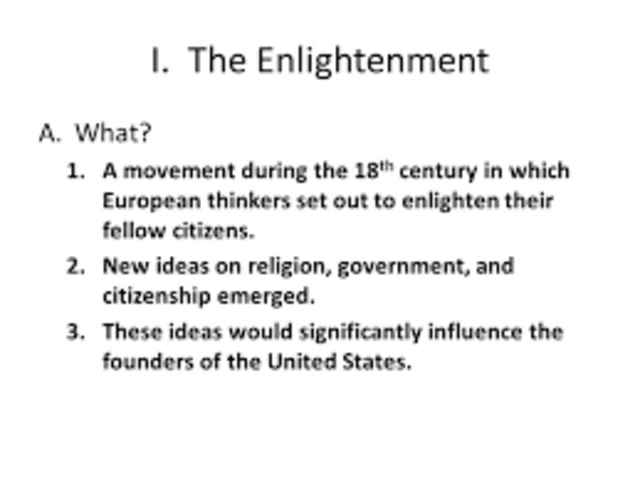 Enlightenment Ideals on America in the late 18th Century