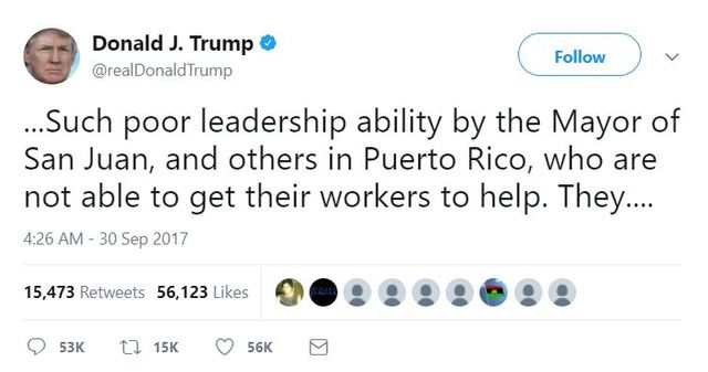 Trump makes fun of the mayor of San Juan.