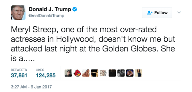 Trump making fun of Hollywood.