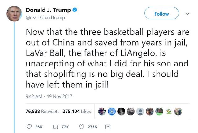 Trump saves basketball players