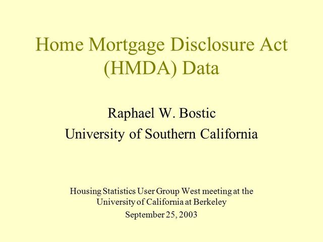 Home Mortgage Disclosure Act (HMDA)
