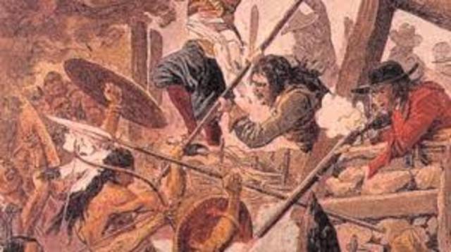 French and Ouendat attacking a Onondaga village