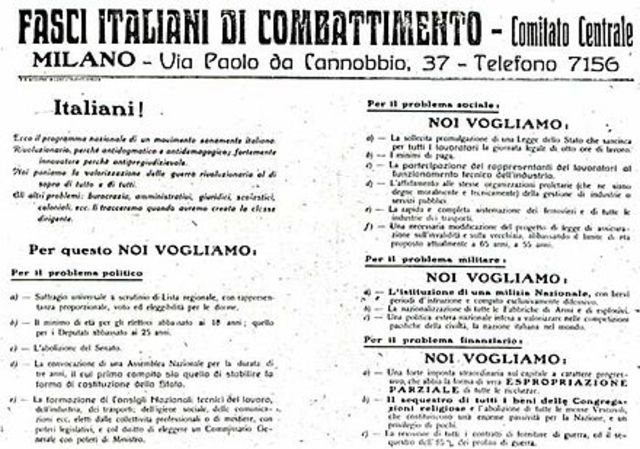 Nascono i fasci di combattimento