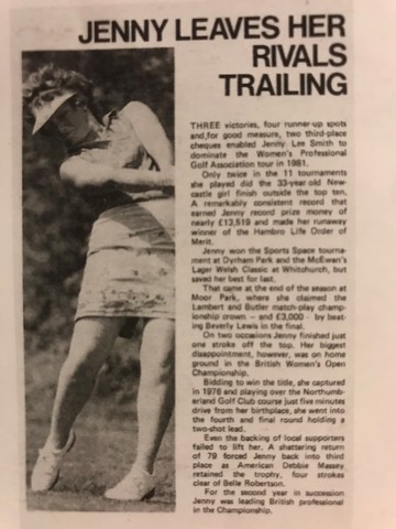 Jenny becomes a professional golfer.