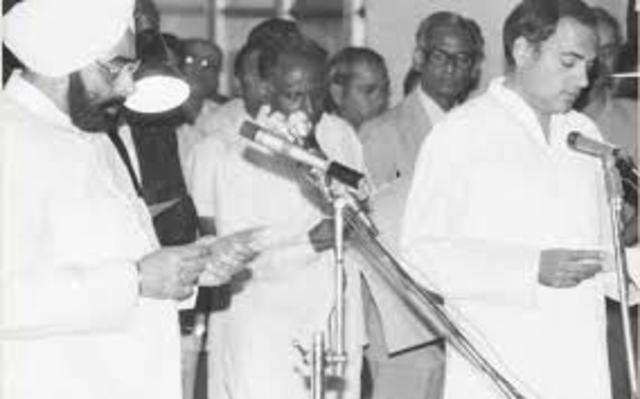 Rajiv Gandhi takes over as Prime Minister