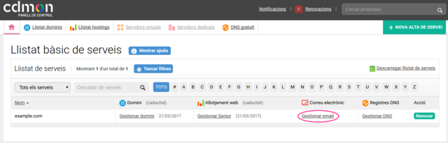 CREACIÓ DEL CORREU ELECTRÒNIC (MAIL) QUE SIGNIFICA "EN"