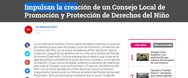 Creación del Consejo Local de Gral. Pueyrredon