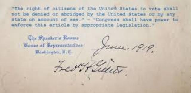 Se aprueba la XIX enmienda a la Constitución de EE.UU