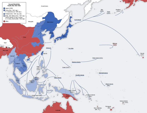 Control of the Pacific Islands by the France, Britain, Japan and the United States