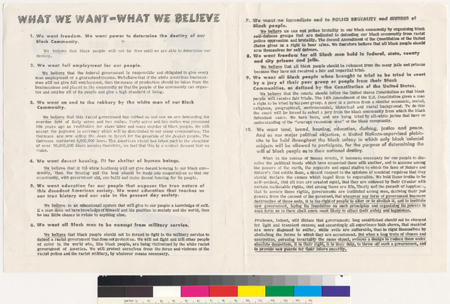 First draft of Ten Point Program