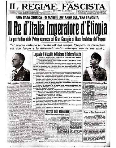 Mussolini annuncia la fondazione dell'impero d'Etiopia