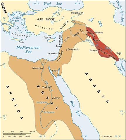 Egyptian empire extends to the Euphrates.