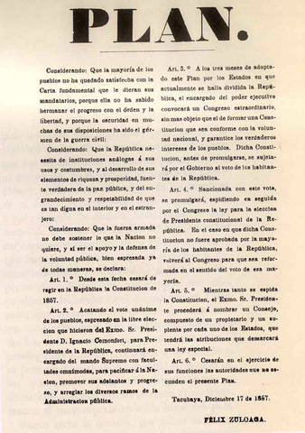 Se proclama el Plan de Tecubaya