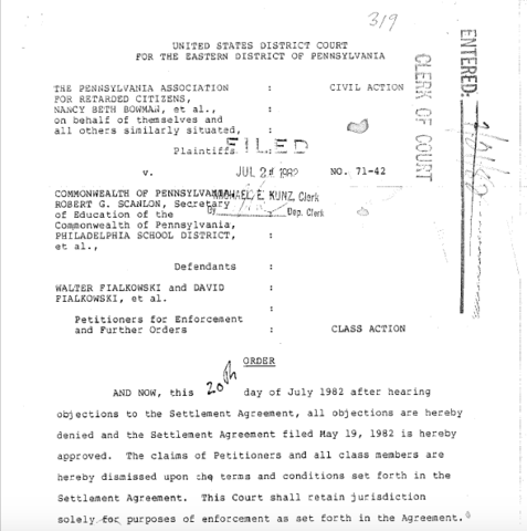 Pennsylvania Association for Retarded Children (PARC) v. Pennsylvania Case