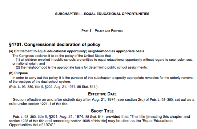 The Equal Educational Opportunities Act is Passed