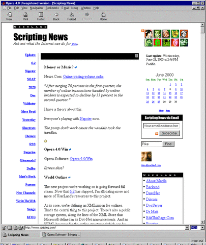 Creación del primer blog: Scripting News