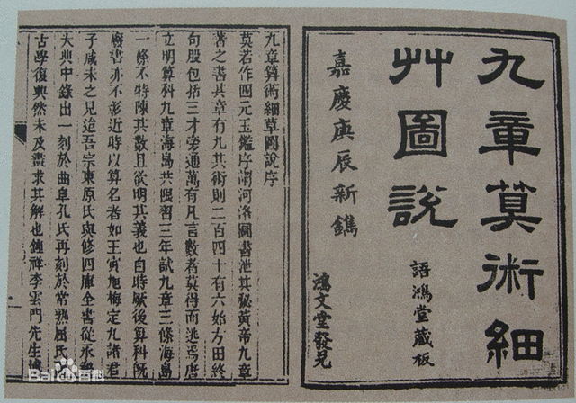 The Nine Chapters of the Mathematical Arts