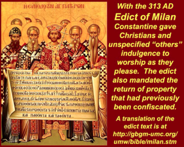The Edict of Milan is Issued by Constantine