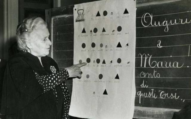 Maria tries her methods of teaching with the children at Casa