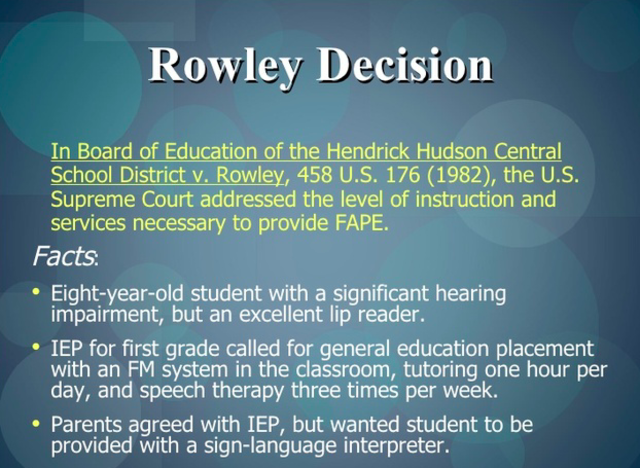 Hendrick Hudson District Board of Education Vs. Rowley