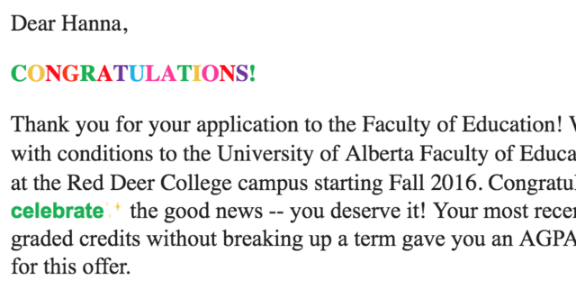 Accepted into the Middle Years