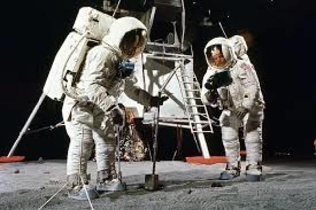 Apollo 11 astronauts Neil Armstrong and Edwin “Buzz” Aldrin become the first humans to land on the moon