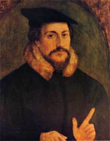John Calvin publishes "Institutes of the Christian Religion"