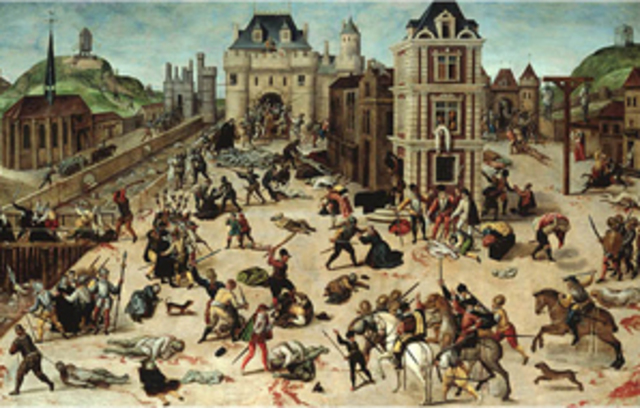 Huguenots are attacked in civil wars