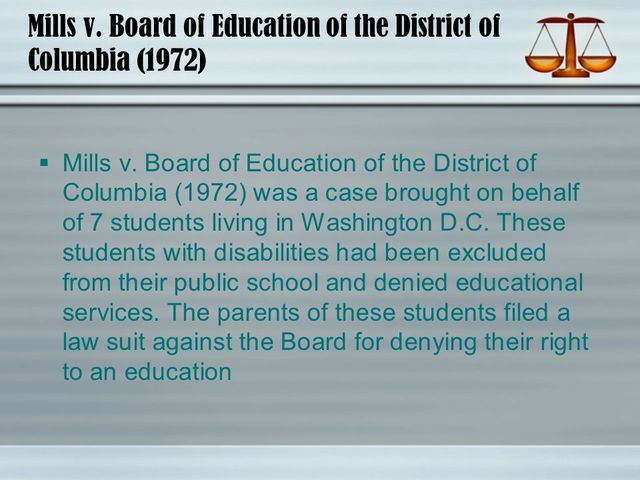1972- Mills vs Board of Education of the District of Columbia