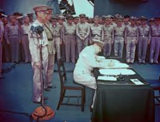 Signing of document of surrender, ending World War 2