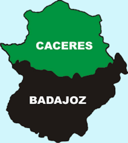 División en provincias de Extremadura