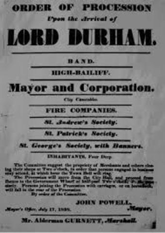 Lord Durham’s report encourages the assimilation of the Francophone colonists