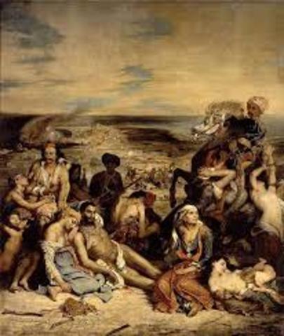 Eugene Delacroix painted the scenes from the Massacres of Chios