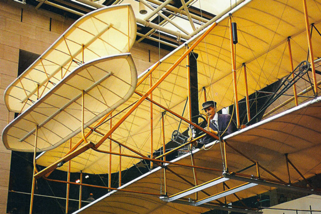 The Wright brothers invent the first gas motored and manned airplane.